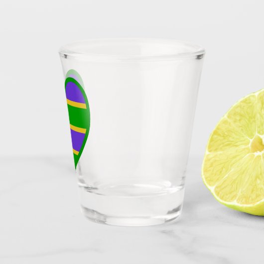 Mardi Gras Striped Heart Schnapsglas (Rechts)