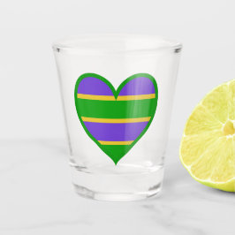 Mardi Gras Striped Heart Schnapsglas