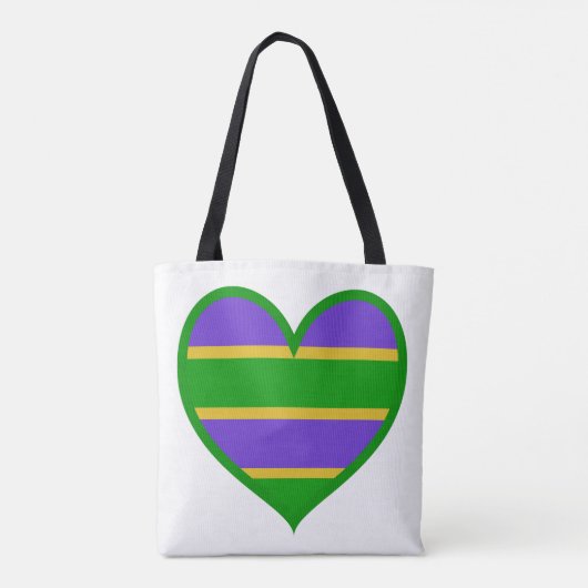 Mardi Gras Striped Heart Tasche (Rückseite)