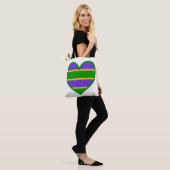 Mardi Gras Striped Heart Tasche (Am Model)