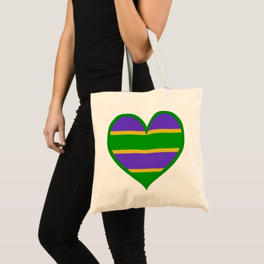 Mardi Gras Striped Heart Tragetasche (Vorderseite (Produkt))