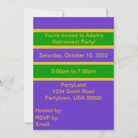 Mardi Gras Stripes Einladung (Vorderseite)