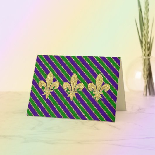 Mardi Gras Stripes & Fleur de Lys Karte