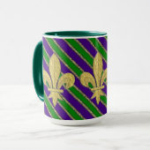 Mardi Gras Stripes & Fleur de Lys Tasse (Vorderseite Links)