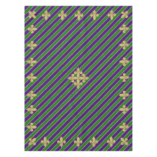 Mardi Gras Stripes & Fleur de Lys Tischdecke (Vorderseite)