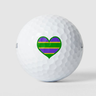 Mardi Gras Stripes Herz Golfball