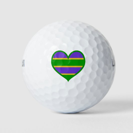 Mardi Gras Stripes Herz Golfball (Vorderseite)