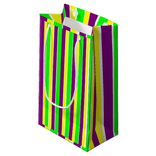 Mardi Gras Stripes Kleine Geschenktüte (Vorderseite Schrägansicht)