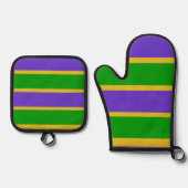 Mardi Gras Stripes Ofenhandschuh & Topflappen-Set (Vorderseite)
