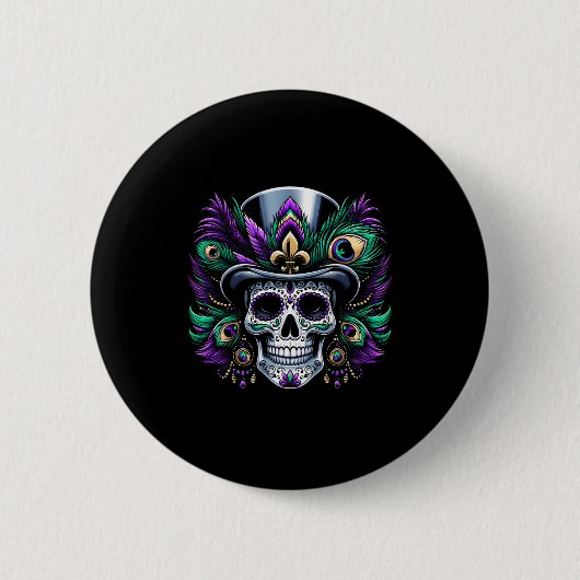 Mardi Gras Sugar Skull Festivals Kostüm Top Dia De Button (Vorderseite)