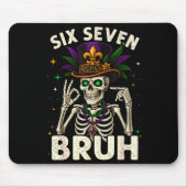 Mardi Gras Sugar Skull Skeleton Six Seven Bruh Mem Mousepad (Vorne)