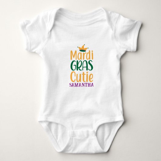 Mardi Gras Süsse Personalisiert Baby Bodysuit Baby Strampler (Vorderseite)