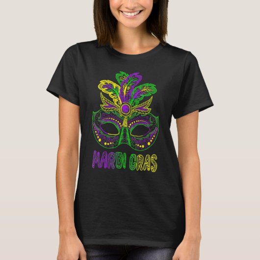 Mardi Gras T Shirt Mardi Gras 2023 Beads Mask Feat (Vorderseite)
