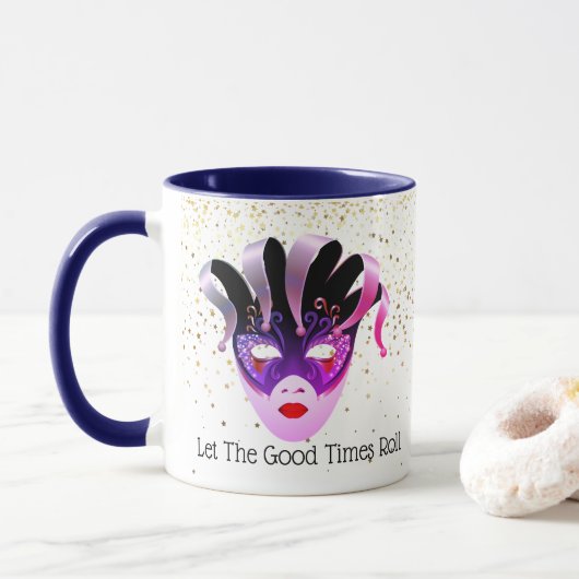 Mardi Gras Tasse Lasse die Rolle der guten Zeiten (Mit Donut)