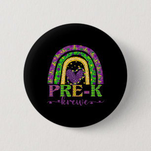 Mardi Gras Teacher Pre-k Krewe Rainbow Leopard Car Button