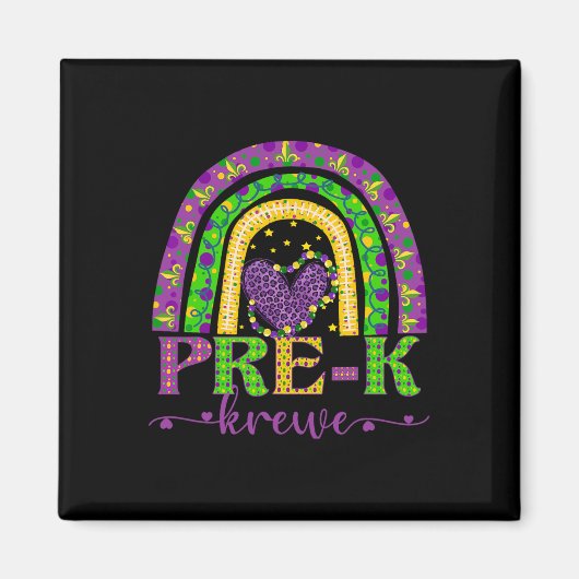Mardi Gras Teacher Pre-k Krewe Rainbow Leopard Car Magnet (Vorne)