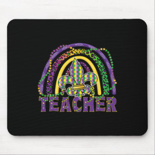 Mardi Gras Teacher Rainbow Funny Mardi Gras Teache Mousepad