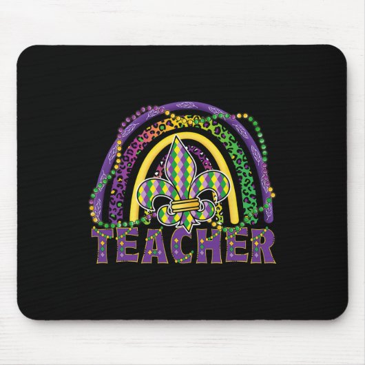 Mardi Gras Teacher Rainbow Funny Mardi Gras Teache Mousepad (Vorne)