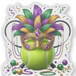 Mardi Gras Tennisball-Maskerade-Maske Federn Aufkleber