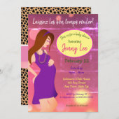 Mardi Gras Themed Baby Bump Invite Brown Hair Einladung (Vorne/Hinten)