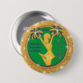 Mardi Gras Themed, Cheerleader Gastgeschenks, Button (Vorne & Hinten)