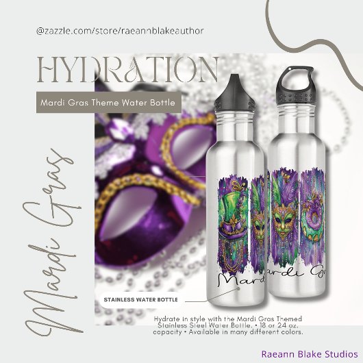 Mardi Gras Themed Stainless Steel Water Flasche Edelstahlflasche