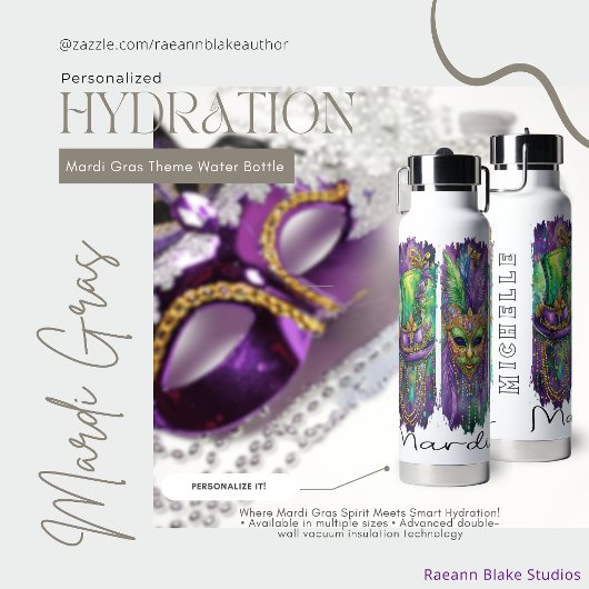 Mardi Gras themed Thor isolierte Wasserflasche Trinkflasche