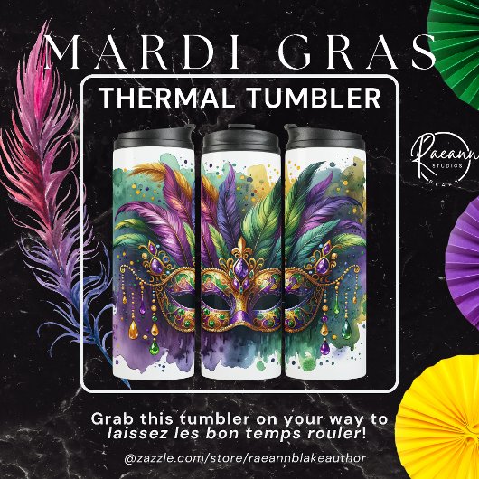 Mardi Gras Thermal Tumbler Thermosbecher