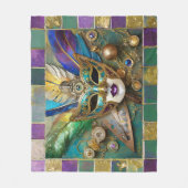 Mardi Gras Third Eye Gold Keramik Feather Mask Fleecedecke (Vorderseite)