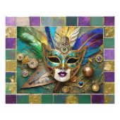 Mardi Gras Third Eye Gold Keramik Feather Mask Fotodruck (Vorne)