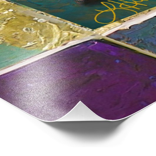 Mardi Gras Third Eye Gold Keramik Feather Mask Fotodruck (Ecke)