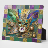 Mardi Gras Third Eye Gold Keramik Feather Mask Fotoplatte (Seite)