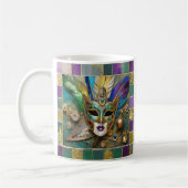 Mardi Gras Third Eye Gold Keramik Feather Mask Kaffeetasse (Links)