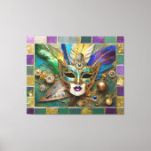 Mardi Gras Third Eye Gold Keramik Feather Mask Leinwanddruck (Vorderseite)