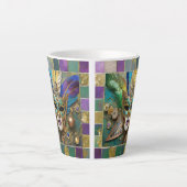Mardi Gras Third Eye Gold Keramik Feather Mask Milchtasse (Vorderseite)