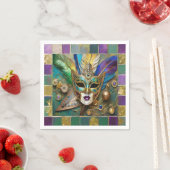 Mardi Gras Third Eye Gold Keramik Feather Mask Serviette (Beispiel)