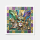 Mardi Gras Third Eye Gold Keramik Feather Mask Serviette (Vorderseite)