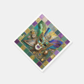 Mardi Gras Third Eye Gold Keramik Feather Mask Serviette (Ecke)