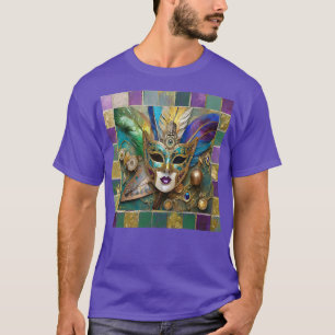 Mardi Gras Third Eye Gold Keramik Feather Mask T-Shirt