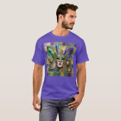 Mardi Gras Third Eye Gold Keramik Feather Mask T-Shirt (Vorne ganz)