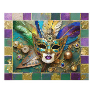 Mardi Gras Third Eye Gold Keramik-Federmaske Fotodruck