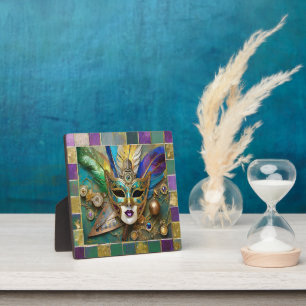 Mardi Gras Third Eye Gold Keramik-Federmaske Fotoplatte
