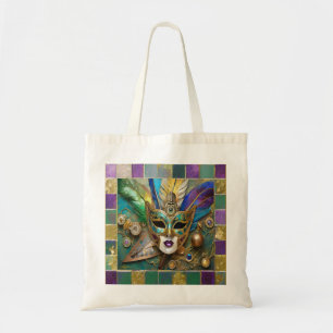 Mardi Gras Third Eye Gold Keramik-Federmaske Tragetasche