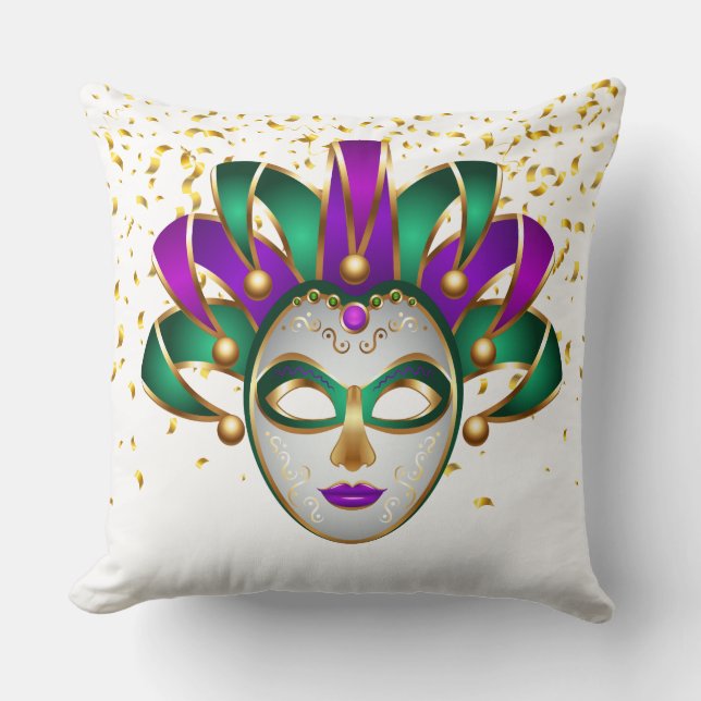 Mardi Gras Throw Pillow Kissen (Vorderseite)