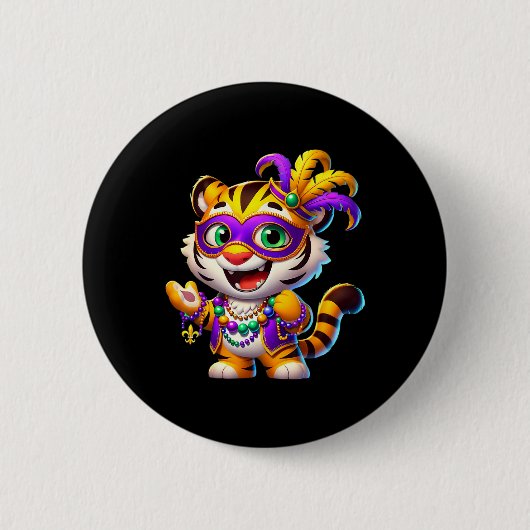 Mardi Gras Tiger Kostüm Party New Orleans Button (Vorderseite)