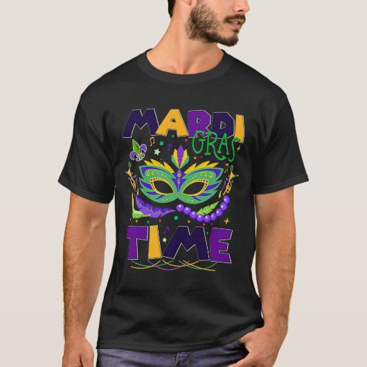 Mardi Gras Time Feathered Krewes Mask Mardi Gras T-Shirt (Vorderseite)