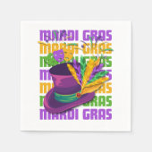 MARDI GRAS Top Hat Feathers Serviette (Vorderseite)