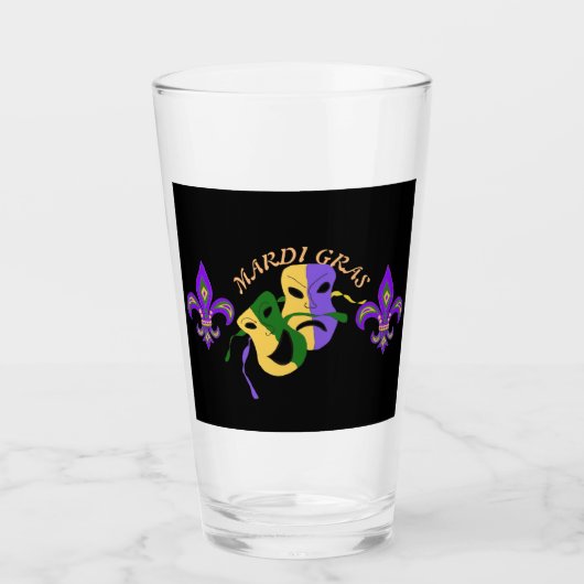 Mardi Gras Tragisch, Comic Maske farbenfroh Glas (Vorderseite)