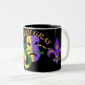 Mardi Gras Tragisch, Comic Maske farbenfroh Zweifarbige Tasse (VorderseiteRechts)