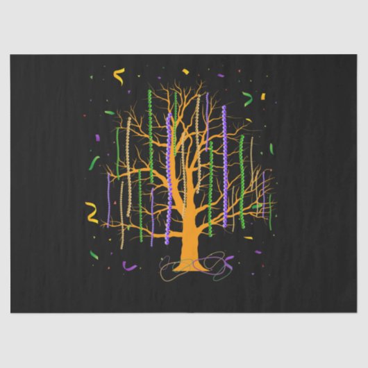 Mardi Gras Tree Beads New Orleans 2022 Wasserfarbe Seidenpapier (Vorderseite)